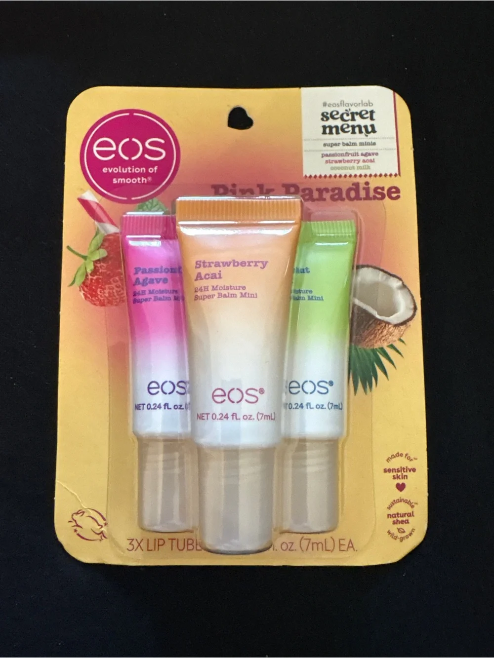 eos Pink Paradise Super Balm Minis 3-Pack Lip Balm Set Sealed